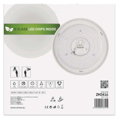 LED stropna svetilka TIVI, B CLASS, okrogla bela 8,6W, IP44, Toplo bel