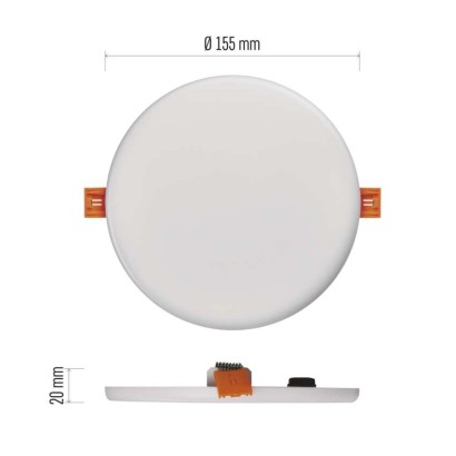 LED Panel 155mm, rund, Einbauleuchte weiss, 13,5W neut.w. IP65
