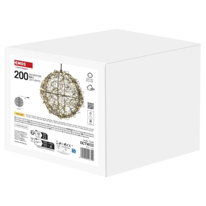 LED Weihnachtskugel – 200 LEDs, für den Außen- und Innenbereich, warmweiß
