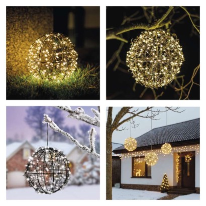 LED Weihnachtskugel – 200 LEDs, für den Außen- und Innenbereich, warmweiß