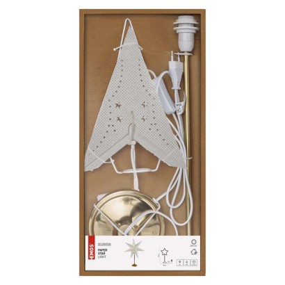 LED Papierstern mit goldenem Ständer, 45 cm, Innen