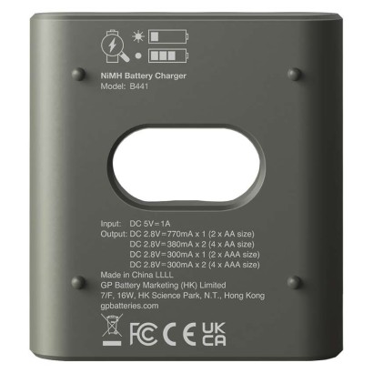GP polnilec baterij Recharge B441 + 2× AA Recharge 2100 mAh + 2× AAA Recharge 800 mAh