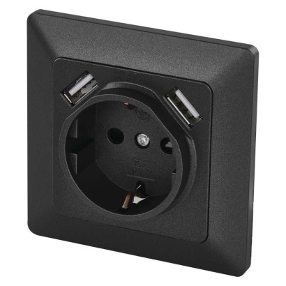 Pistikupesa koos USB 2,1 A max, antratsiit 