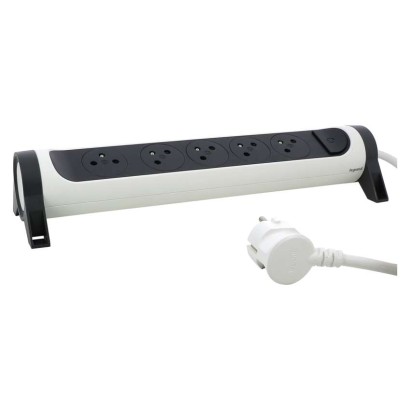 Legrand predlžovací kábel 3 m / 5 zásuviek / s vypínačom / biely-čierny / PVC / 1,5 mm2