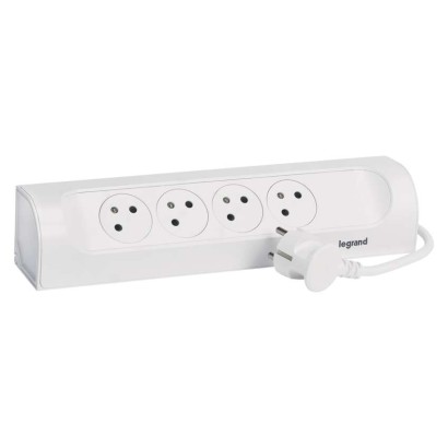 Legrand predlžovací kábel 1 m / 4 zásuvky / biely-čierny / PVC / 1,5 mm2
