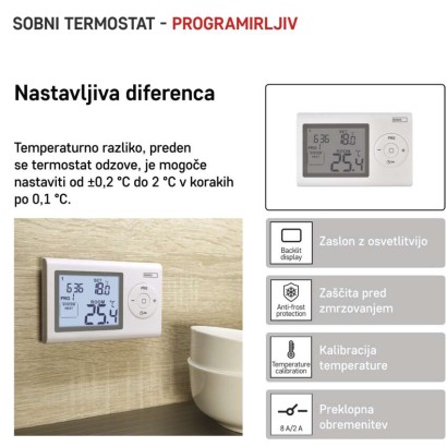 Sobni žični termostat P5607 s programiranjem