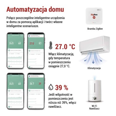GoSmart Termometr z higrometrem EGS0101, czujnik bezprzewodowy, data, ZigBee