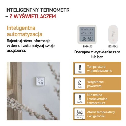 GoSmart Termometr z higrometrem EGS0101, czujnik bezprzewodowy, data, ZigBee