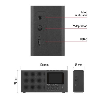 Prenosni radio z Bluetooth, DAB / DAB+ / FM, črn