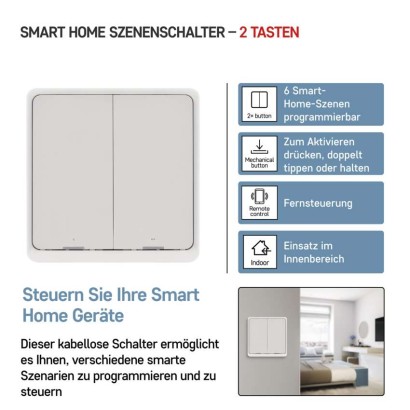 GoSmart Portabler Szenenschalter IP-2002ZW, ZigBee 3.0, 2 Tasten