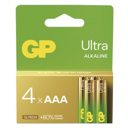Alkalická baterie GP Ultra AAA (LR03), 4 ks