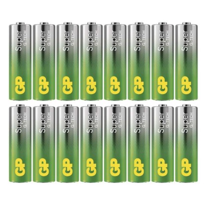 Alkalická baterie GP Super AA (LR6), 16 ks