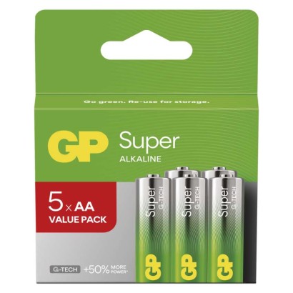 Alkalická baterie GP Super AA (LR6), 5 ks