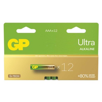 Alkalická baterie GP Ultra AAA (LR03), 12 ks
