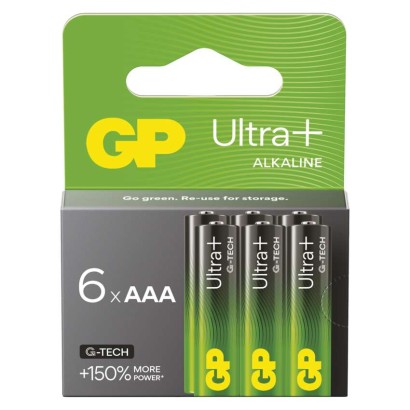 Alkalická baterie GP Ultra Plus AAA (LR03), 6 ks