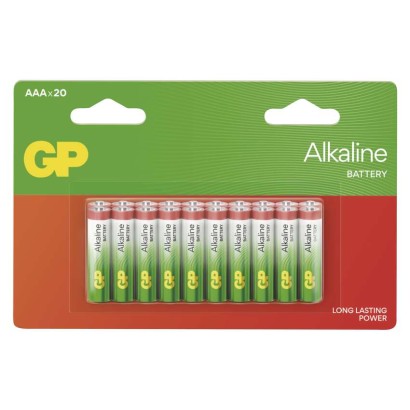 Alkalická baterie GP Alkaline AAA (LR03), 20 ks