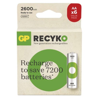 Nabíjecí baterie GP ReCyko 2600 AA (HR6), 6 ks