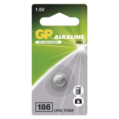 Alkalická knoflíková baterie GP 186F (LR43), 1 ks