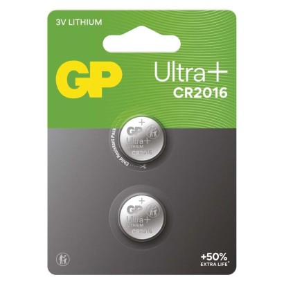 Lithiová knoflíková baterie GP Ultra plus CR2016, 2 ks