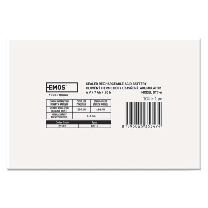 SLA (sandari švino rūgšties) baterija, 6 V / 7 Ah, 4,7 mm faston