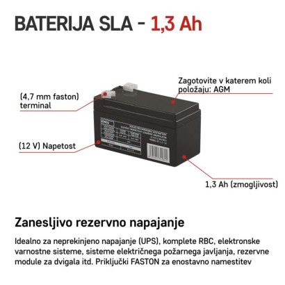 Svinčeni akumulator SLA 12V 1,3AH