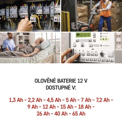 Bezúdržbový olověný akumulátor 12 V/7,2 Ah, faston 6,3 mm
