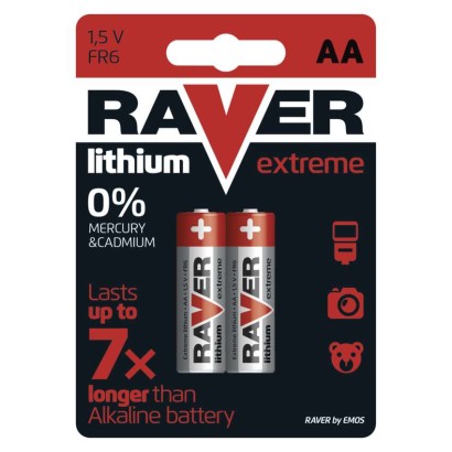 Lithium Batterien RAVER FR6 (AA), 2 Stk.