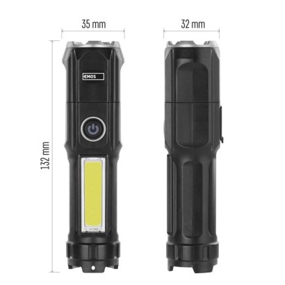 LED-es újratölthető műanyag zseblámpa P3214, 150 lm