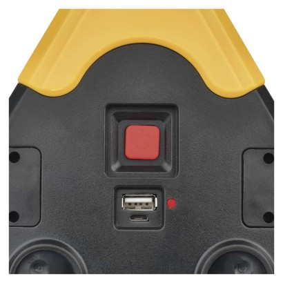 LED figyelmeztető háromszög, tölthető, COB LED + piros LED