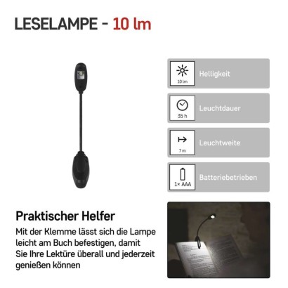 LED Leselampe, 10 lm, 1× AAA