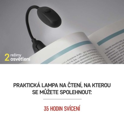 LED svítilna na čtení, 10 lm, 1× AAA