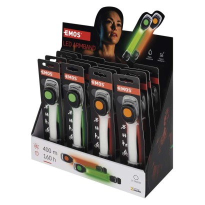 LED zapestnica, 10 lm, 2× CR2032, 16 kos, display box