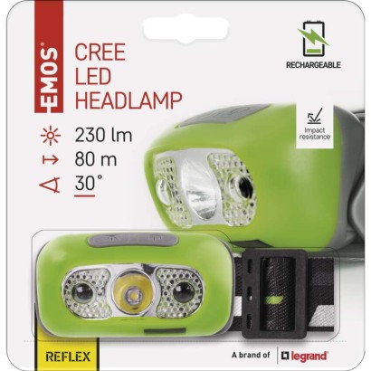 CREE LED įkraunamas galvos žibintas P3534, 230 lm, 80 m, Li-Pol 1200 mAh