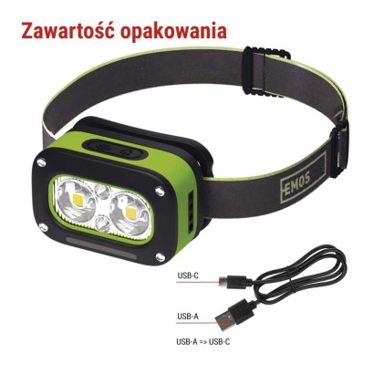 Latarka czołowa LED, 175 lm, Li-Pol 800 mAh ładowalna