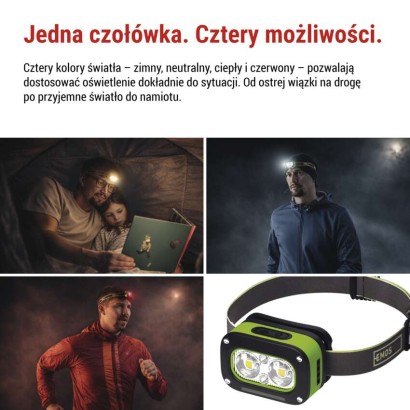 Latarka czołowa LED, 175 lm, Li-Pol 800 mAh ładowalna
