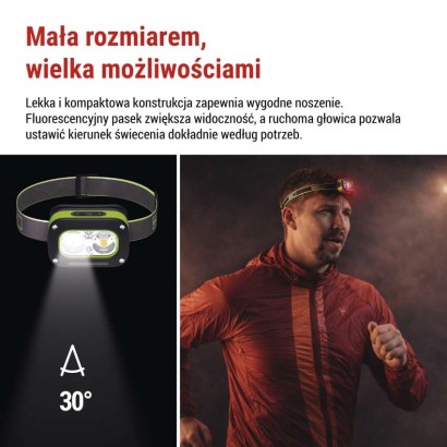 Latarka czołowa LED, 175 lm, Li-Pol 800 mAh ładowalna