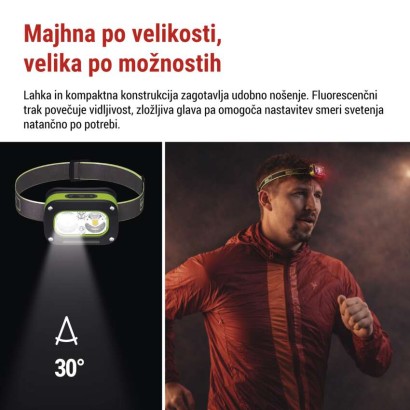Naglavna polnilna LED svetilka, 175 lm, Li-Pol  800 mAh
