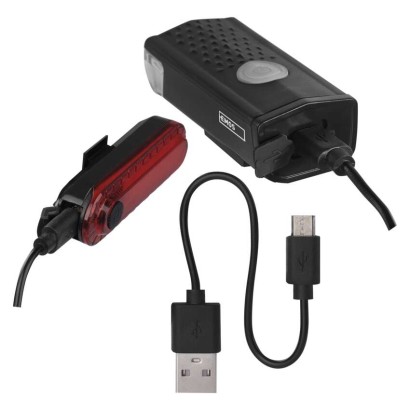 P3923 első + hátsó tölthető LED kerékpár lámpa, 90 lm