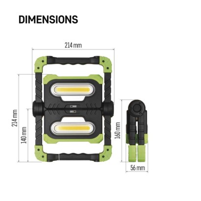 COB LED nabíjací pracovný reflektor P4536, 2000 lm, 8000 mA