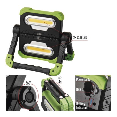 COB LED nabíjací pracovný reflektor P4536, 2000 lm, 8000 mA