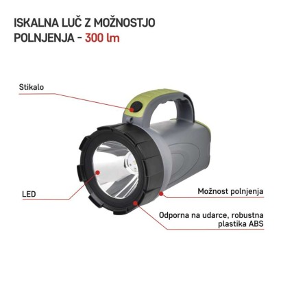 Polnilna LED delovna svetilka 300 lm LED