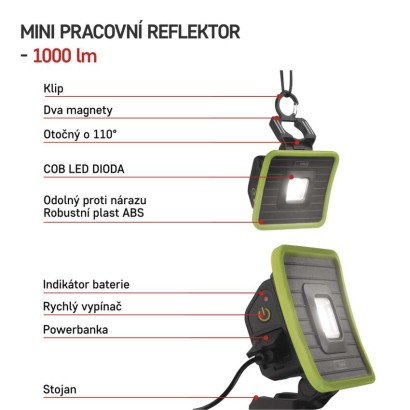 LED nabíjecí pracovní reflektor P4539, 1000 lm
