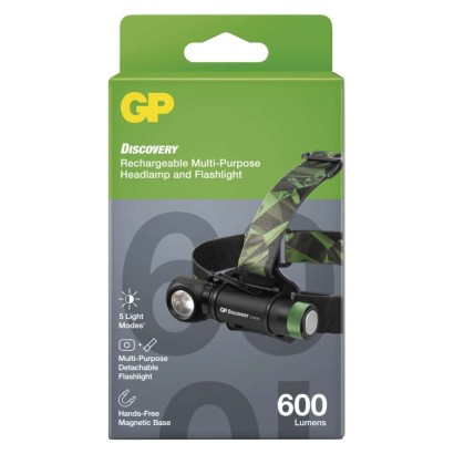 LED nabíjacia čelovka GP Discovery CHR35, 600 lm