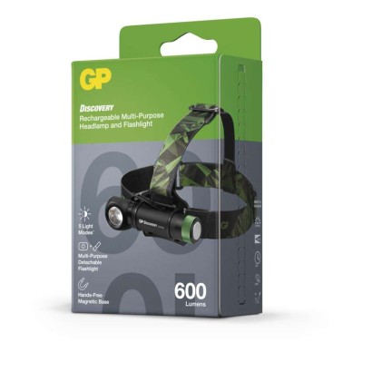 LED nabíjacia čelovka GP Discovery CHR35, 600 lm