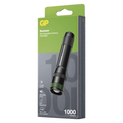 CREE LED nabíj. svietidlo GP CR42, 1000 lm, 2600 mAh, fokus + Li-ion 18650