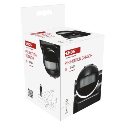 Bewegungsmelder (PIR-Sensor) IP44 1200W Schwarz