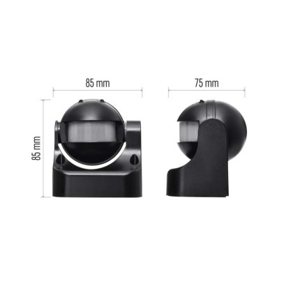 Bewegungsmelder (PIR-Sensor) IP44 1200W Schwarz