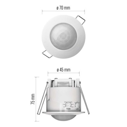 PIR kustību sensors, IP20, 1200 W, balts