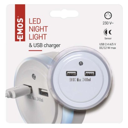 EMOS LED éjjeli fény + 2x USB