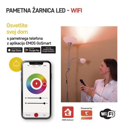 LED žarnica GoSmart A60 / E27 / 9 W (60 W) / 806 lm / RGB / zatemnilna / WiFi
